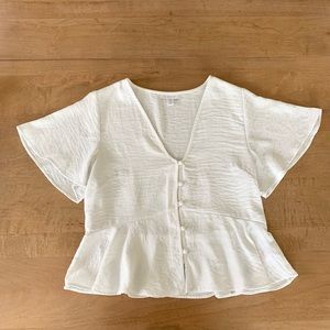 Topshop Ruffle Button Top